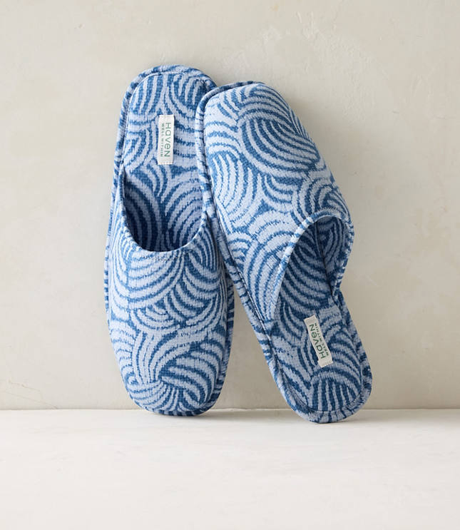 Loft Haven Well Within Organic Cotton Jersey Abstract Wave Slippers