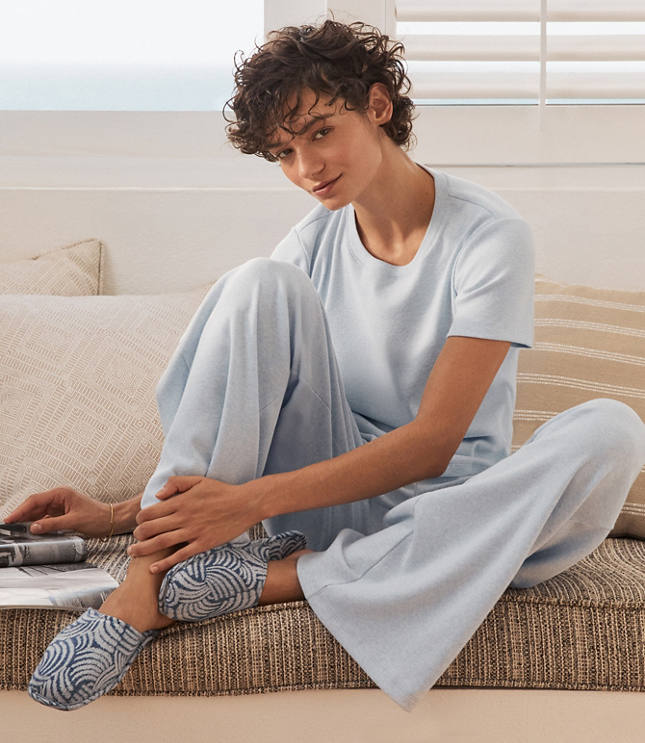 Haven Well Within Organic Cotton Jersey Abstract Wave Slippers