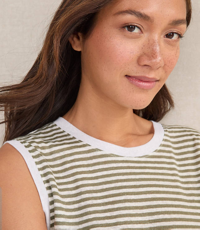 Haven Well Within Linen Stripe Crewneck Tank carousel Product Image 3