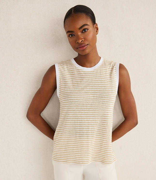 Haven Well Within Linen Stripe Crewneck Tank