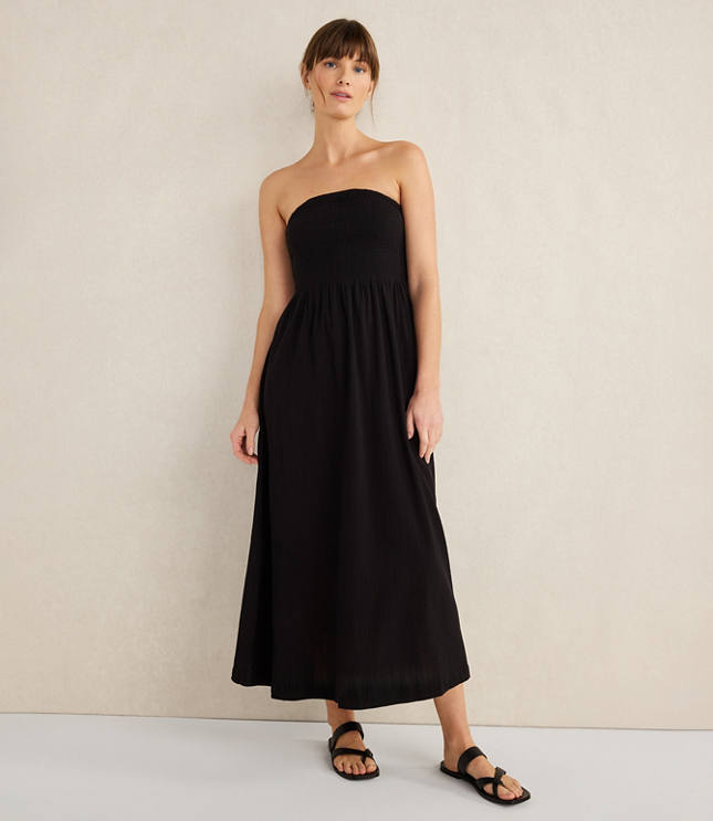Loft Haven Well Within Organic Cotton Crinkle Gauze Strapless Dress