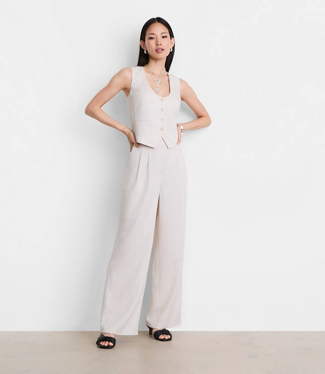 LOFT Versa Pure Spun Pleated Wide Leg Pants
