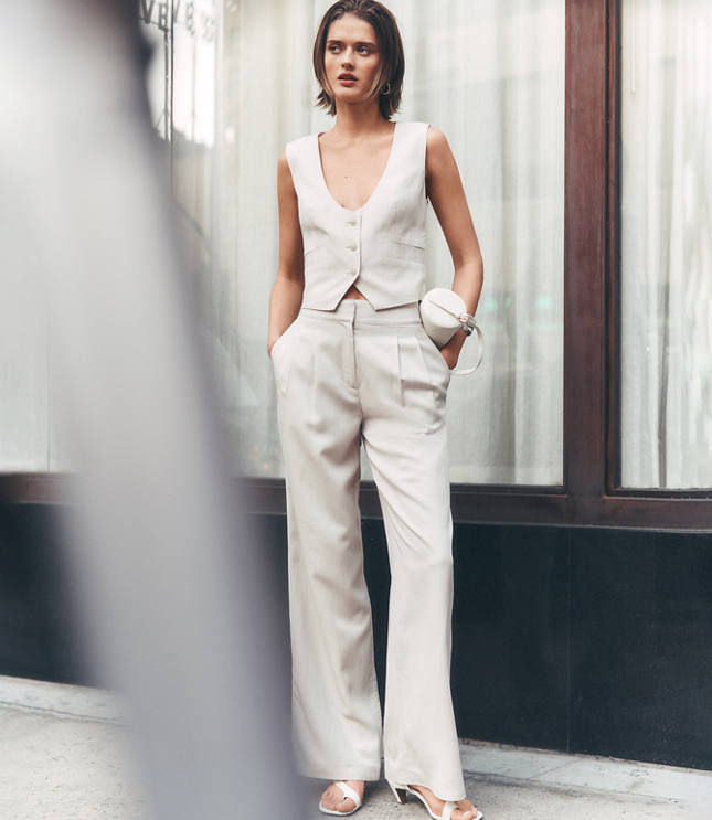 LOFT Versa Pure Spun Pleated Wide Leg Pants