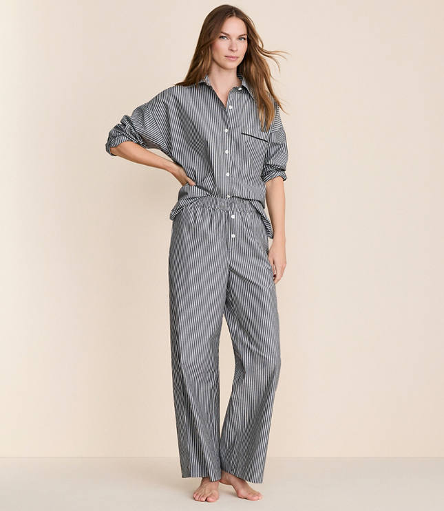Striped Poplin Pajama Pants