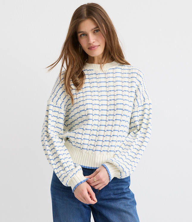 Stripe Ribbed Blouson Sweater