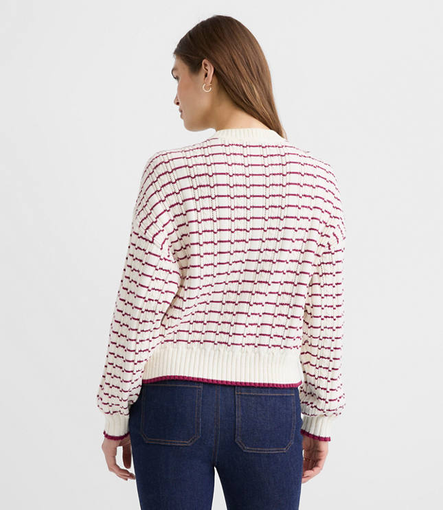Stripe Ribbed Blouson Sweater