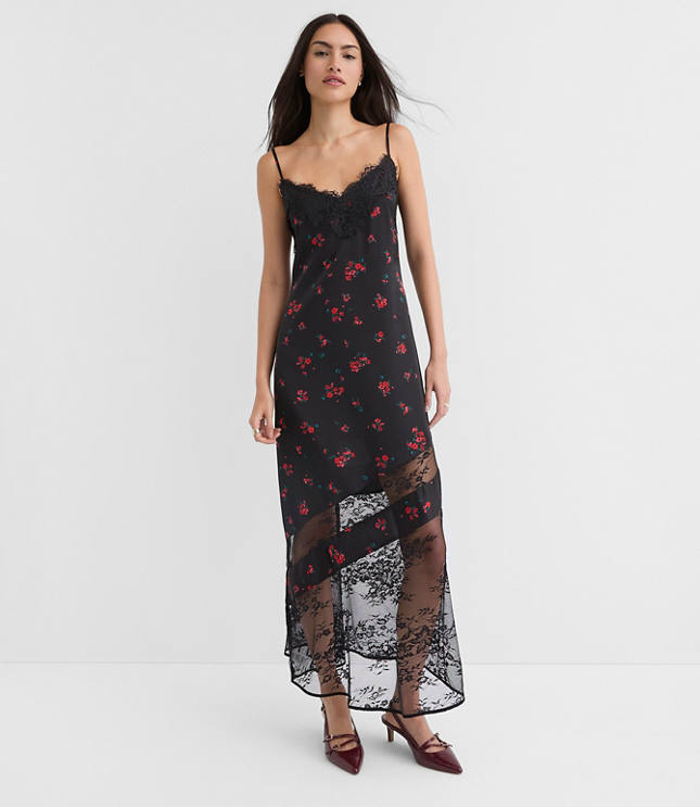 Floral Chantilly Lace Maxi Slip Dress