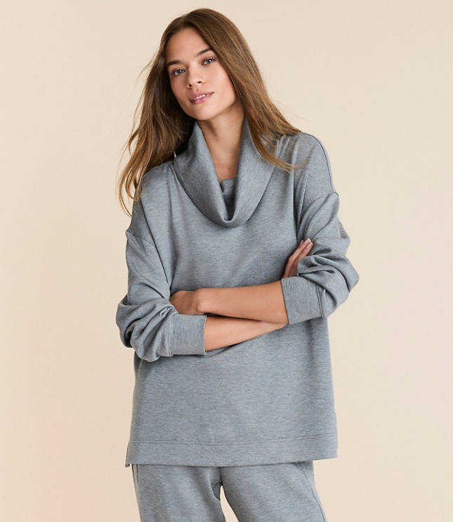 Lou & Grey Heathered Scubasoft Cowl Neck Tunic Top