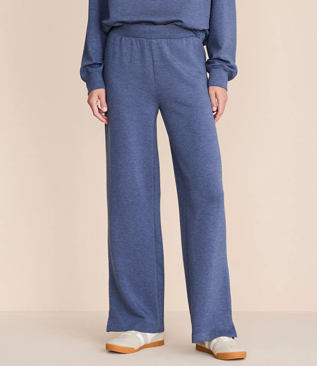 Lou & Grey Heathered Scubasoft Side Slit Straight Leg Pants