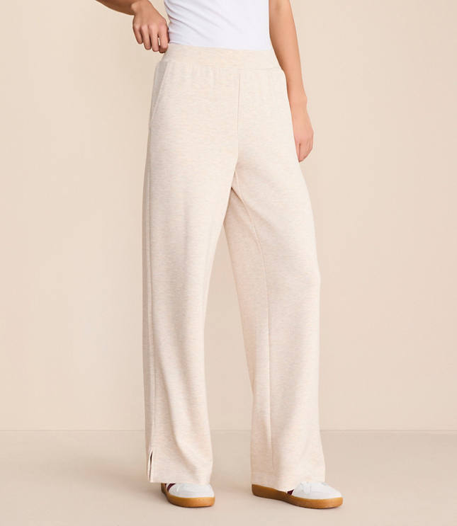 Lou & Grey Heathered Scubasoft Side Slit Straight Leg Pants