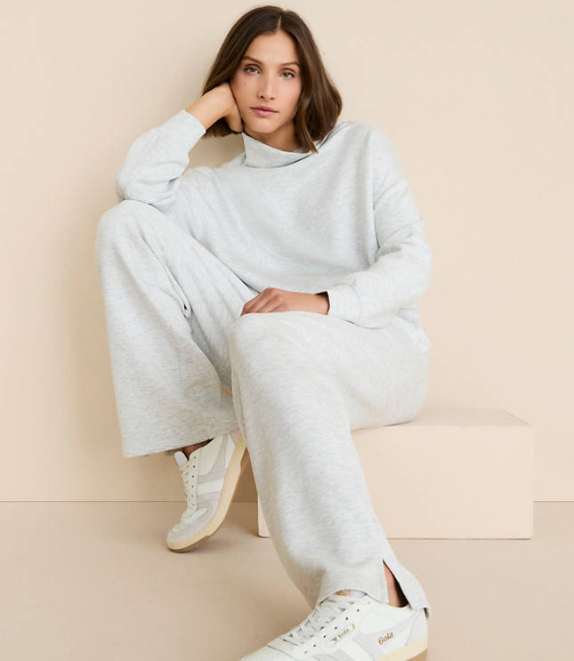 Lou & Grey Heathered Scubasoft Side Slit Straight Leg Pants