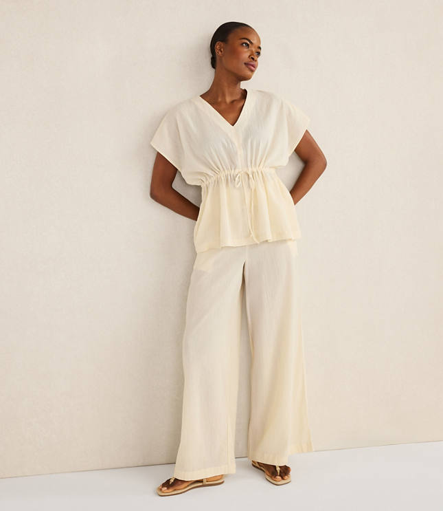 Haven Well Within Organic Cotton Crinkle Gauze Flutter Sleeve Top