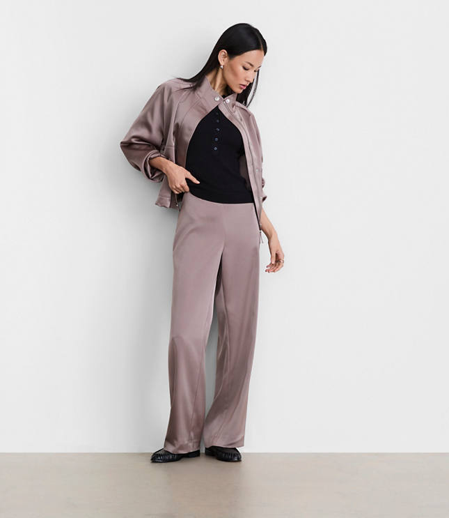 LOFT Versa Satin Straight Pants