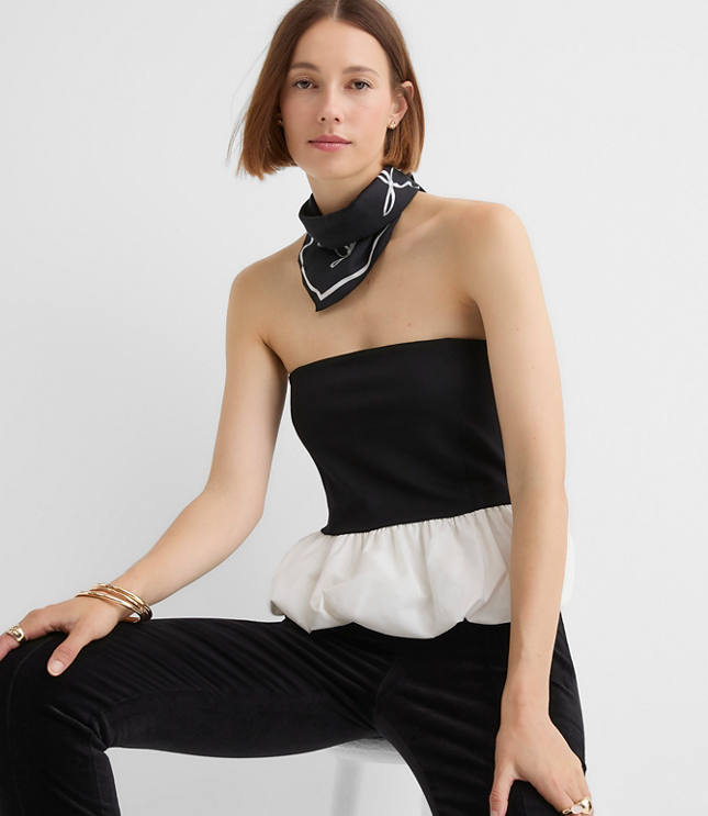 Taffeta Ponte Strapless Bubble Top