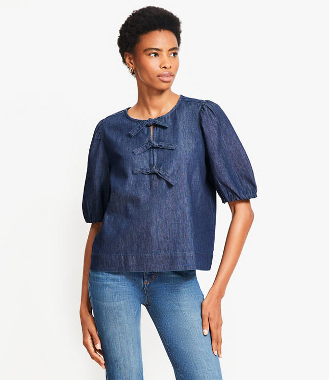 Chambray Bow Top