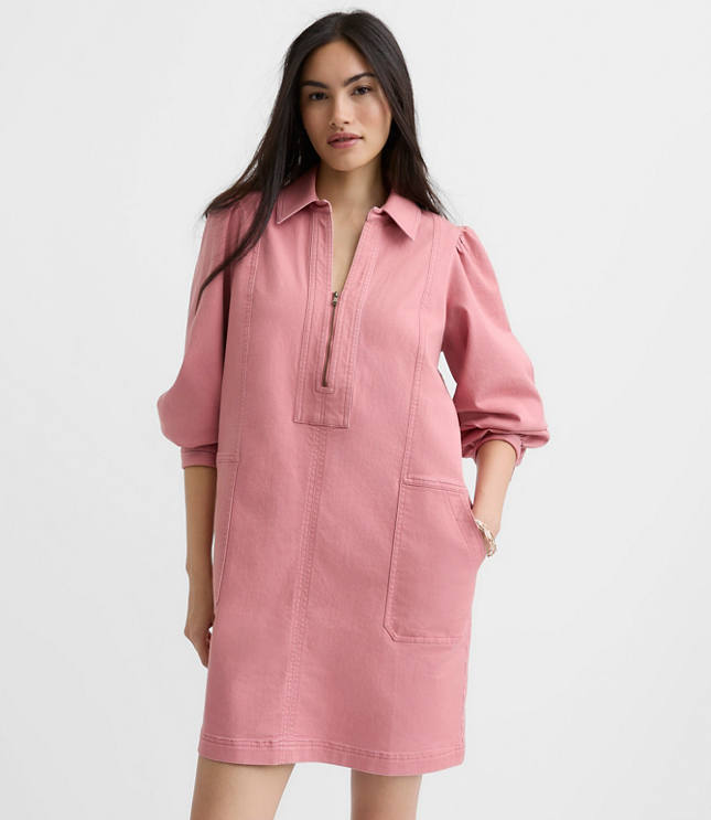 Seamed Zip Mini Pocket Dress