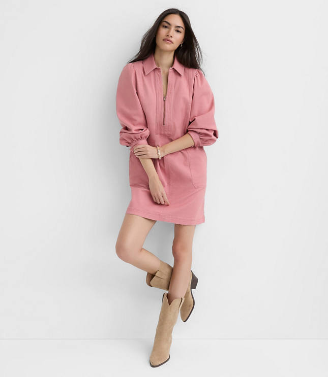 Seamed Zip Mini Pocket Dress