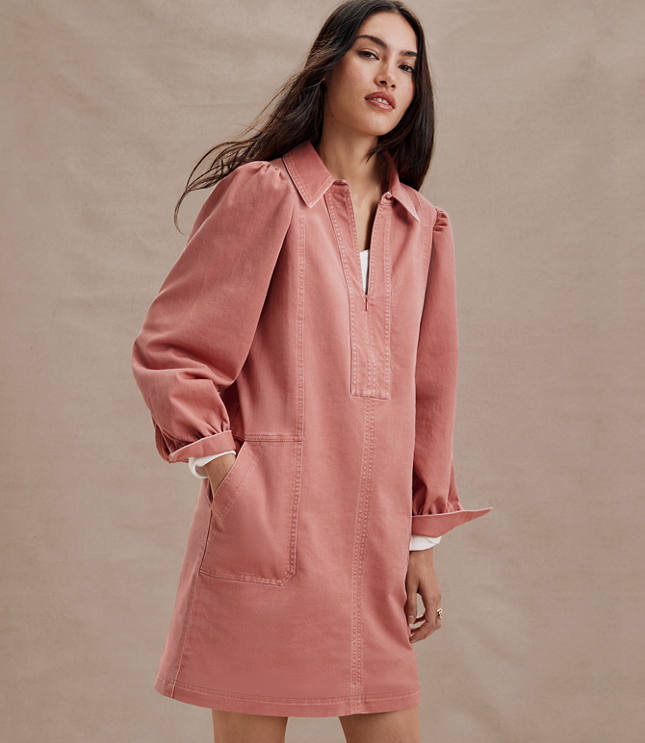 Seamed Zip Mini Pocket Dress