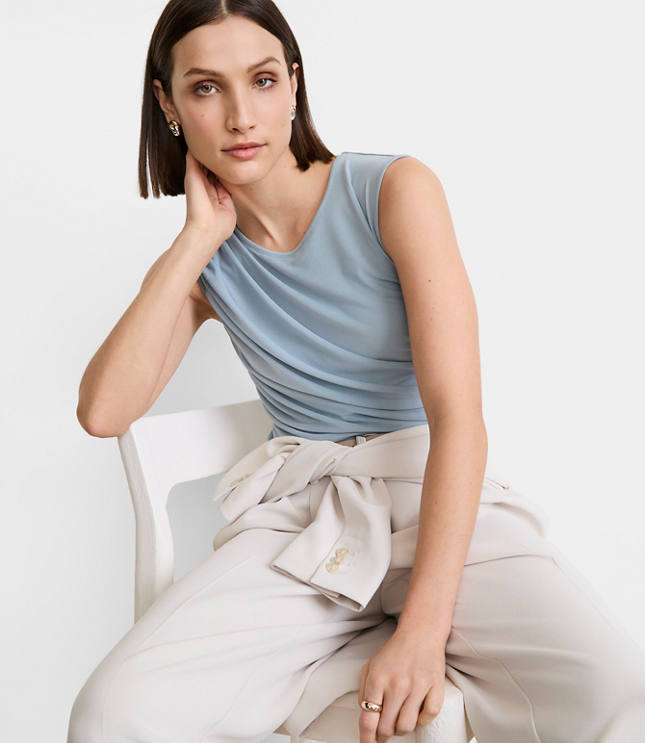 LOFT Versa Mesh Ruched Tank Top