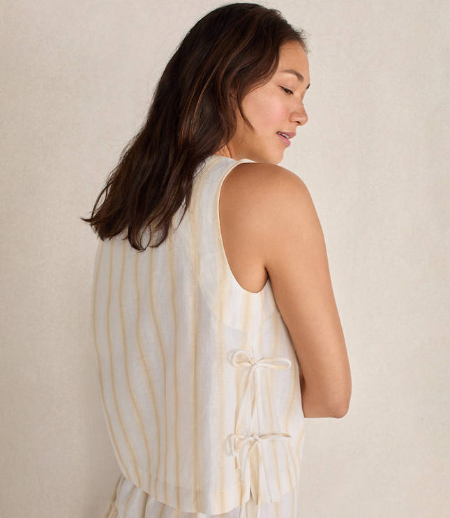 Haven Well Within Organic Cotton Linen Stripe Side Tie Tank