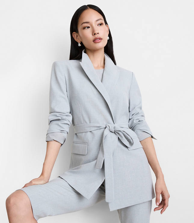 LOFT Versa Seasonless Stretch Tie Waist Blazer in Heather