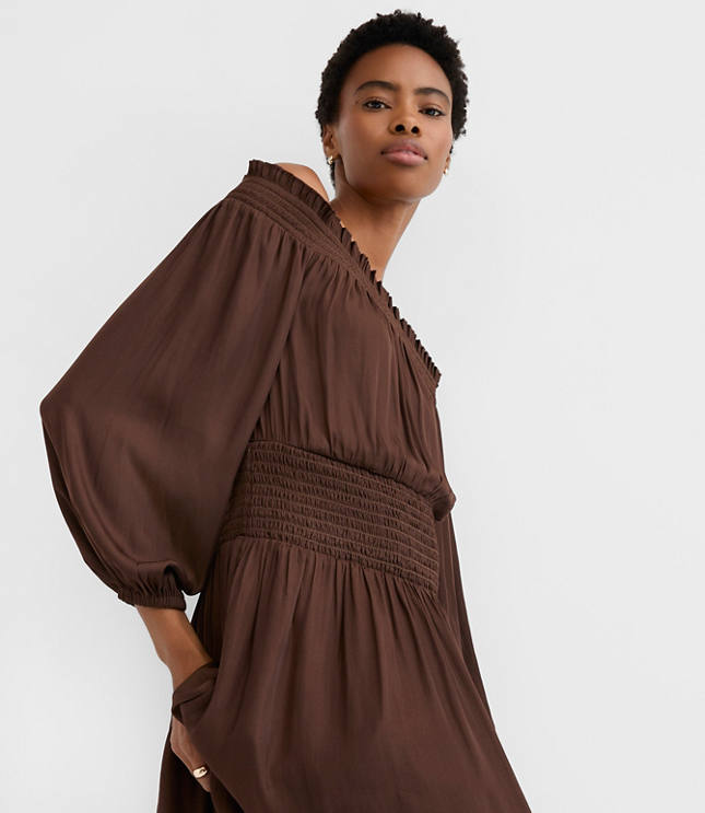 Smocked Off The Shoulder Maxi Dress