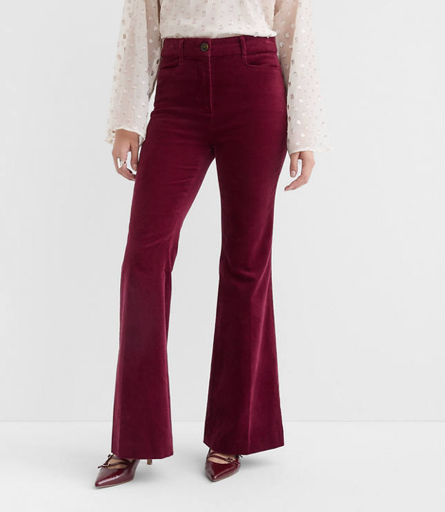 Slim Flare Pants in Stretch Velvet