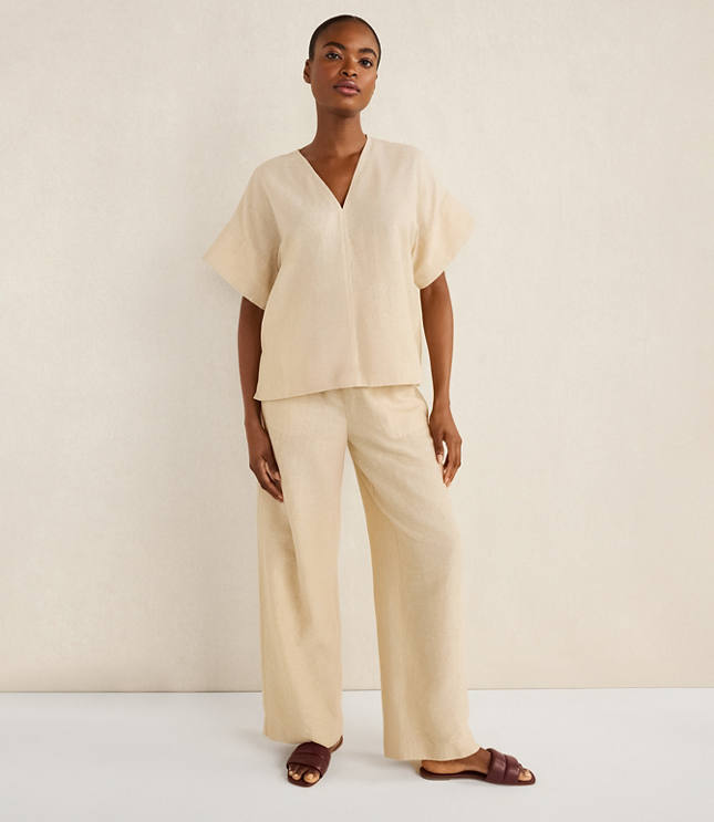 Haven Well Within Organic Cotton Linen V-Neck Top