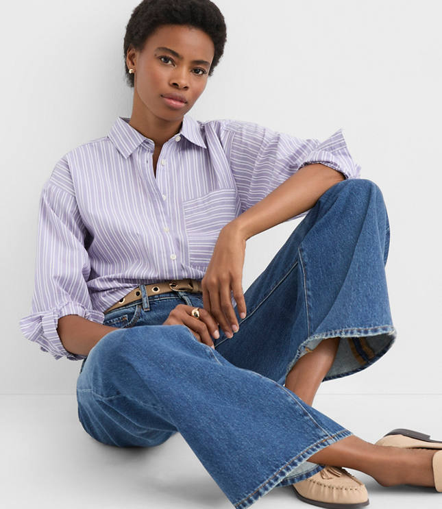 Striped Poplin Everyday Oversized Pocket Shirt