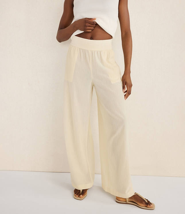 Haven Well Within Organic Cotton Crinkle Gauze Wide Leg Pants