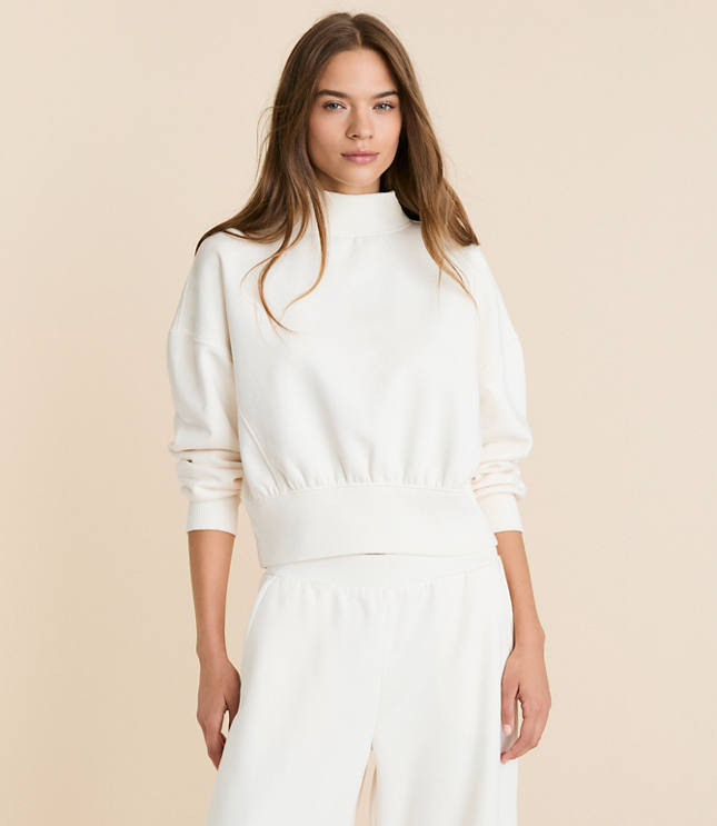 Petite Lou & Grey Elite Fleece Mock Neck Sweatshirt