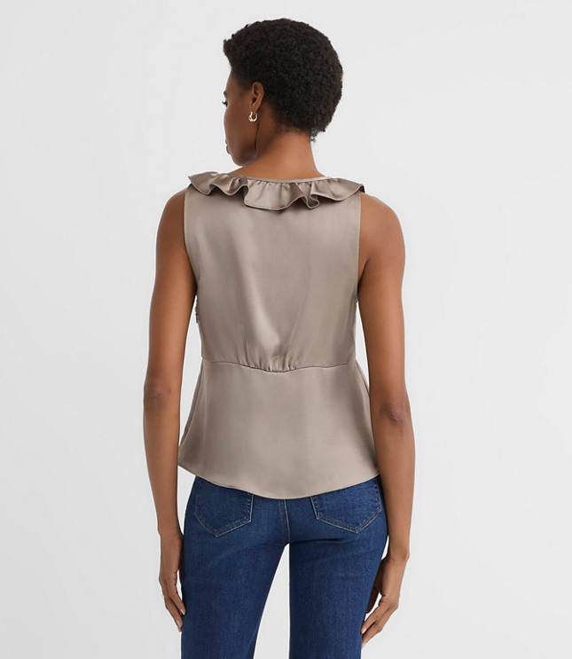 Satin Ruffle Tie Neck Cami