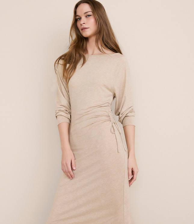 Lou & Grey Heathered Brushed Jersey Cinched Maxi Dress
