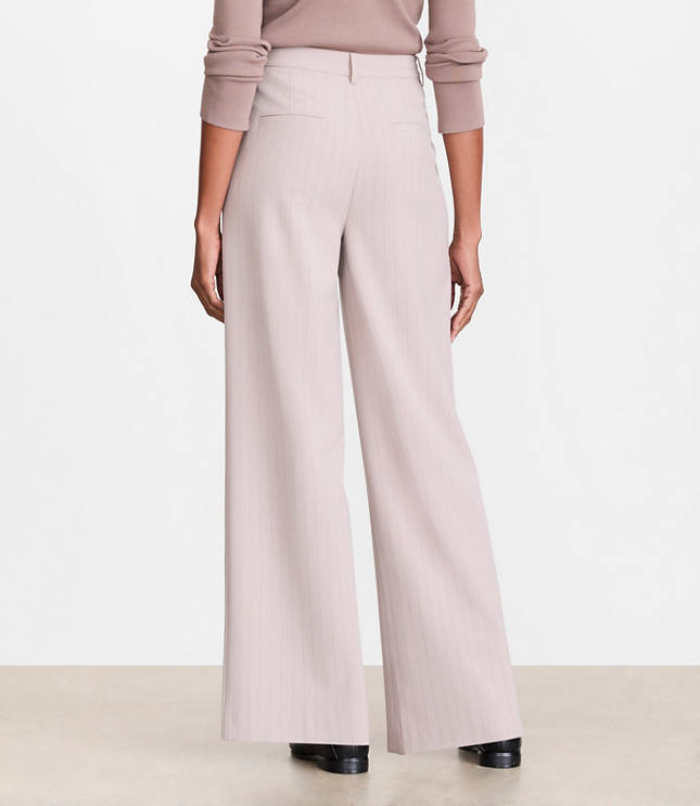 LOFT Versa Seasonless Stretch Double Pleat Wide Leg Pants in Stripe