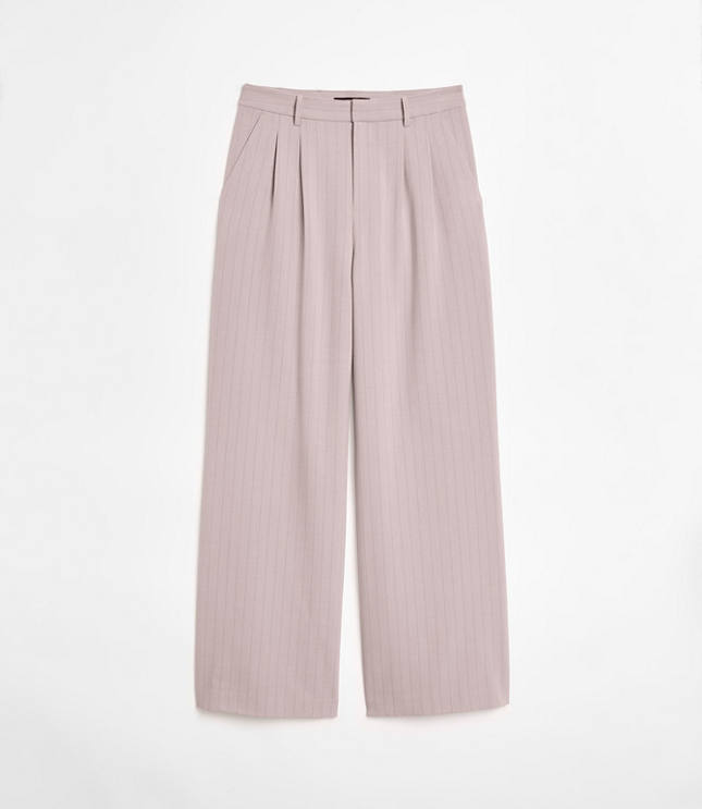 LOFT Versa Seasonless Stretch Double Pleat Wide Leg Pants in Stripe