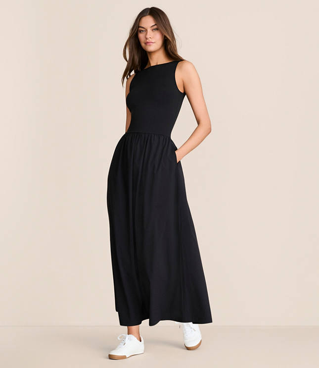 Lou & Grey Wanderweave Mixed Media Maxi Pocket Dress