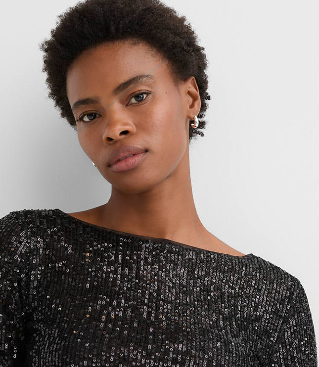 Petite Sequin Long Sleeve Tee