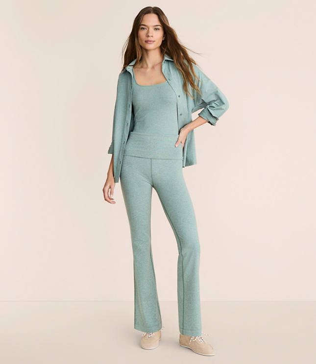 Lou & Grey Heathered Brushedsoft Foldover Flare Pants