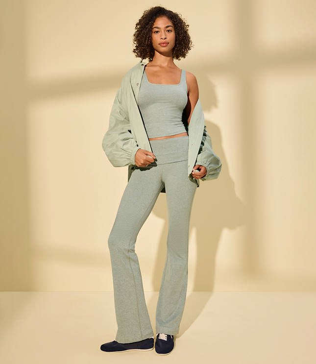 Lou & Grey Heathered Brushedsoft Foldover Flare Pants