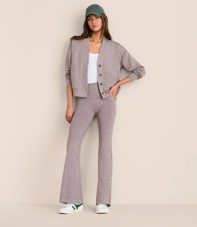 Lou & Grey Heathered Brushedsoft Foldover Flare Pants