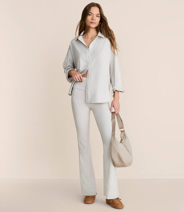 Lou & Grey Heathered Brushedsoft Foldover Flare Pants