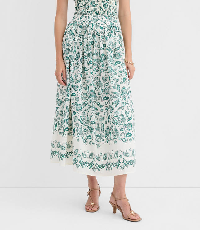 Floral Pull On Midi Skirt