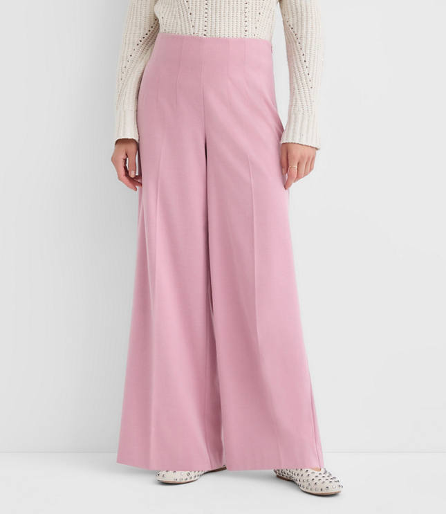 Darted Palazzo Pants in Brushed Flannel