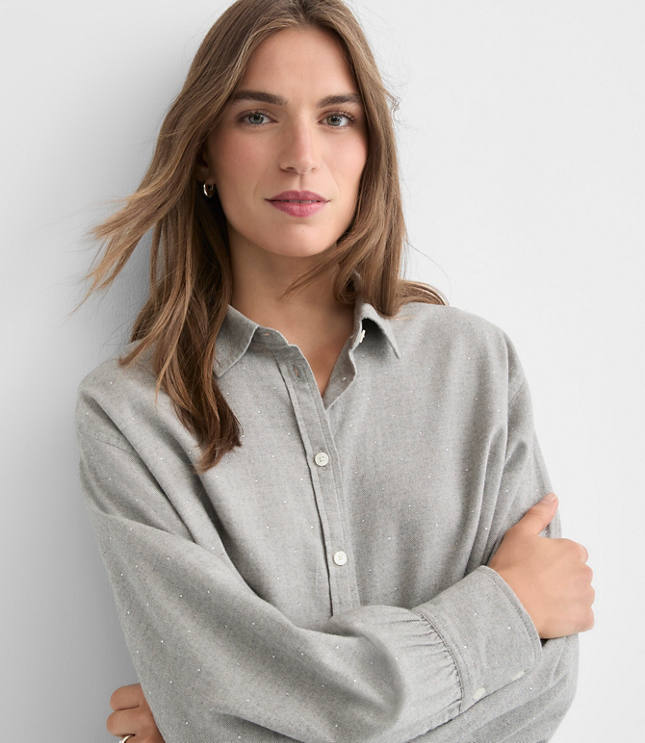 Petite Sparkle Herringbone Modern Everyday Shirt