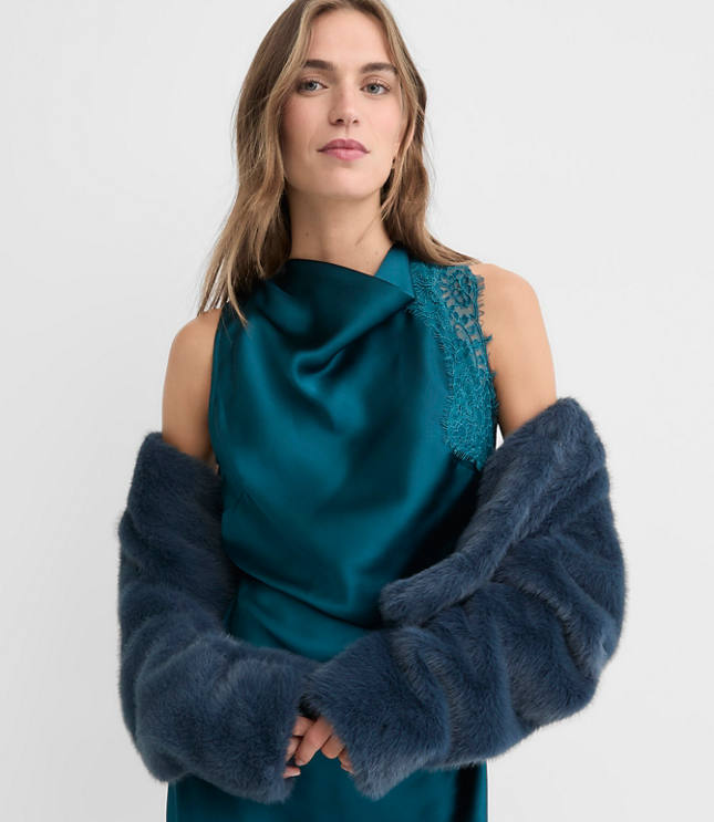 Tall Lace Trim Satin Bias Midi Dress