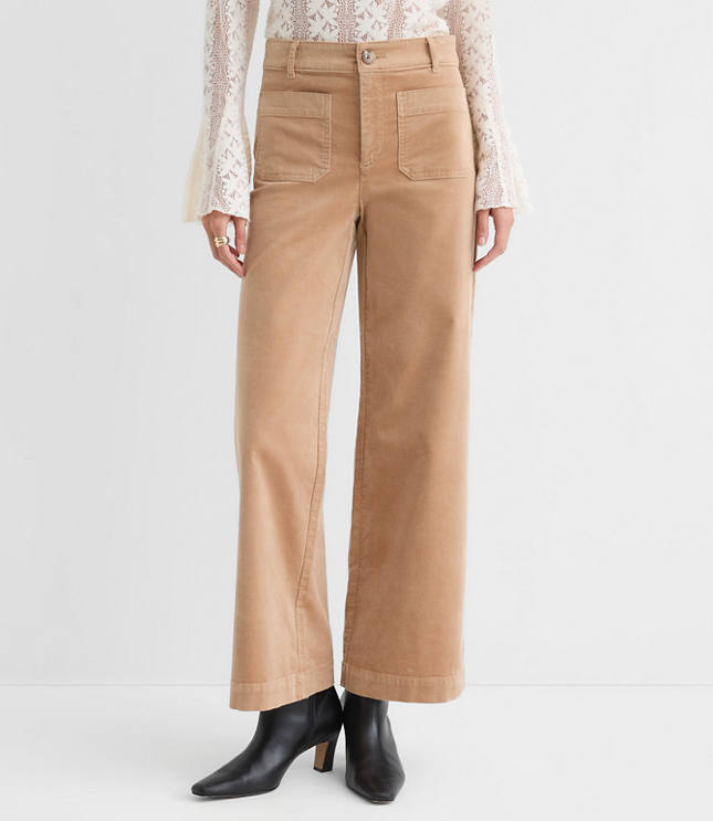 Petite Palmer Wide Leg Pants in Stretch Velvet