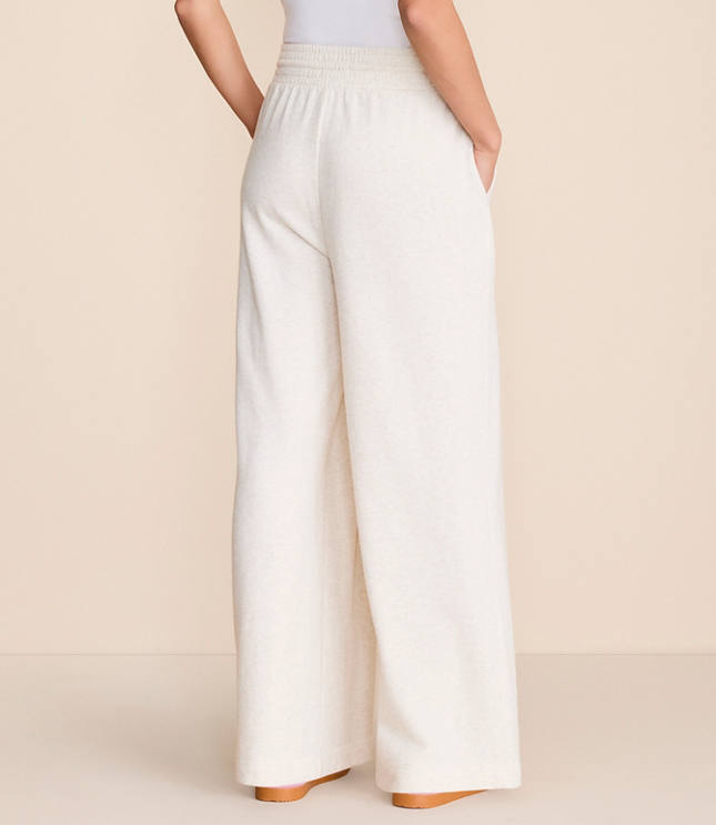 Lou & Grey Heathered Cozy Cotton Pleated Wide Leg Pants