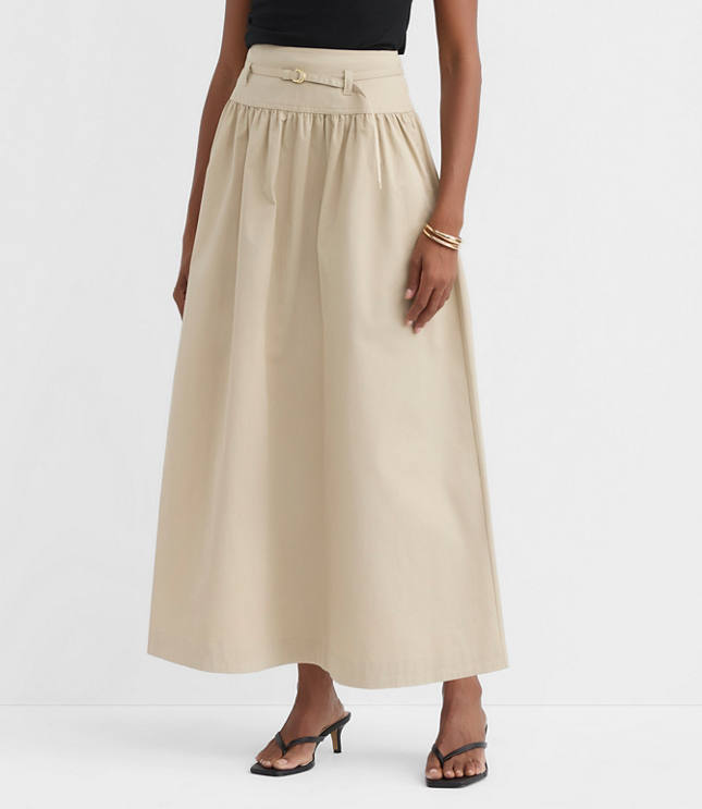 Twill Belted Maxi Pocket Skirt