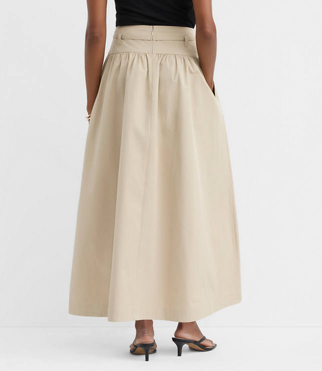 Twill Belted Maxi Pocket Skirt