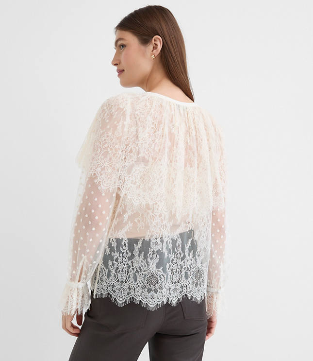 Petite Chantilly Lace Cape Blouse